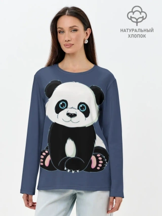 Лонгслив женский. Хлопок / Милая Панда