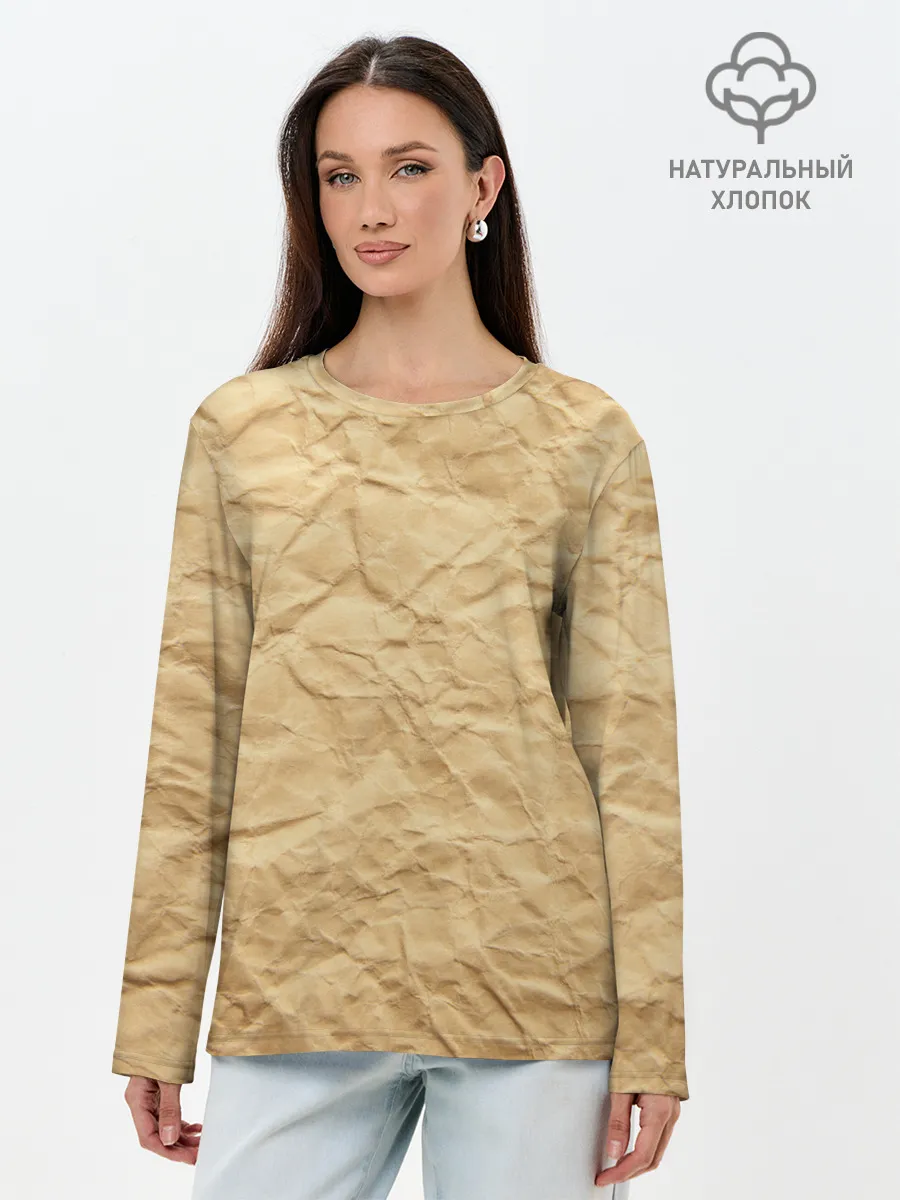 Лонгслив женский. Хлопок / БУМАЖНАЯ ТЕКСТУРА