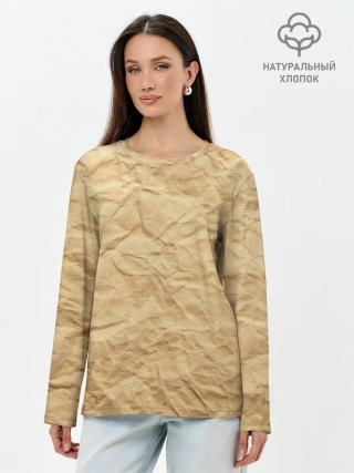 Лонгслив женский. Хлопок / БУМАЖНАЯ ТЕКСТУРА