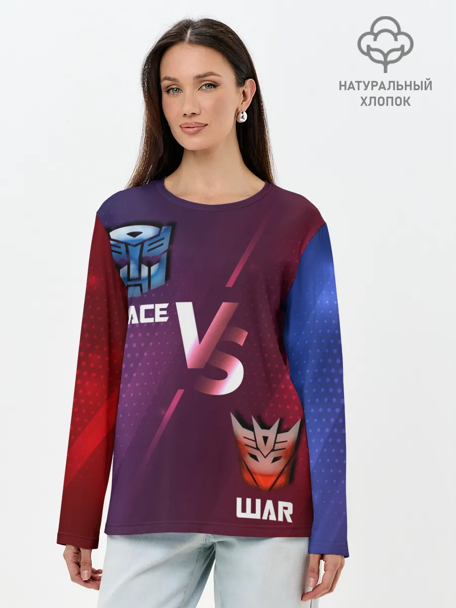 Лонгслив женский. Хлопок / Автоботы против Десептиконов