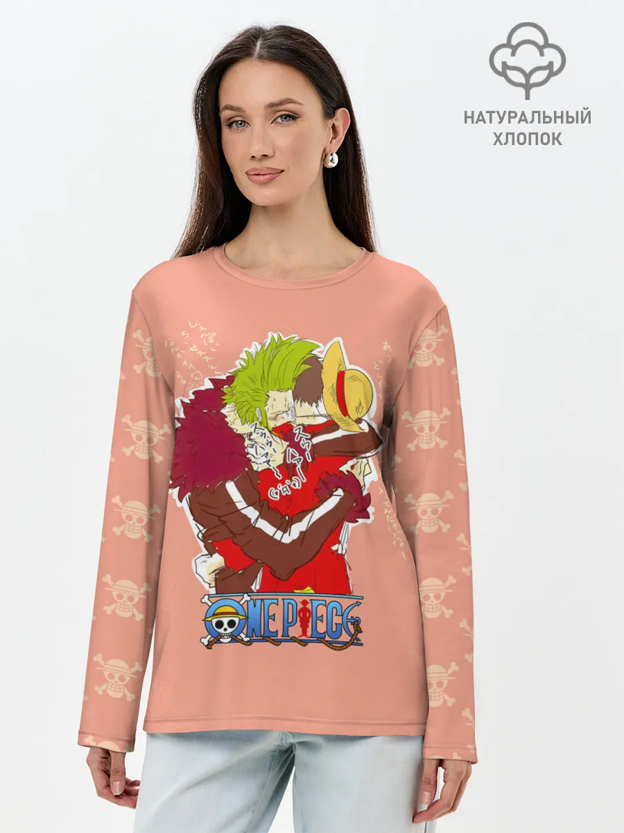 Лонгслив женский. Хлопок / Бартоломео и Луффи One Piece