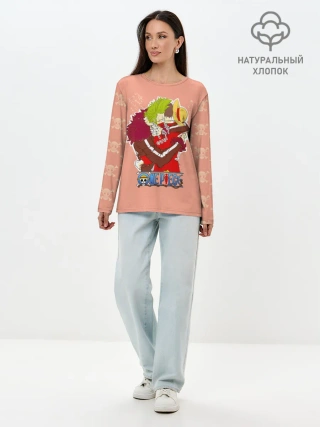 Лонгслив женский. Хлопок / Бартоломео и Луффи One Piece