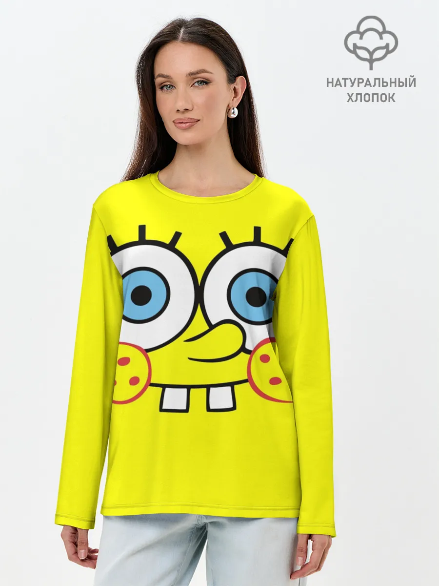 Лонгслив женский. Хлопок / Губка БОБ