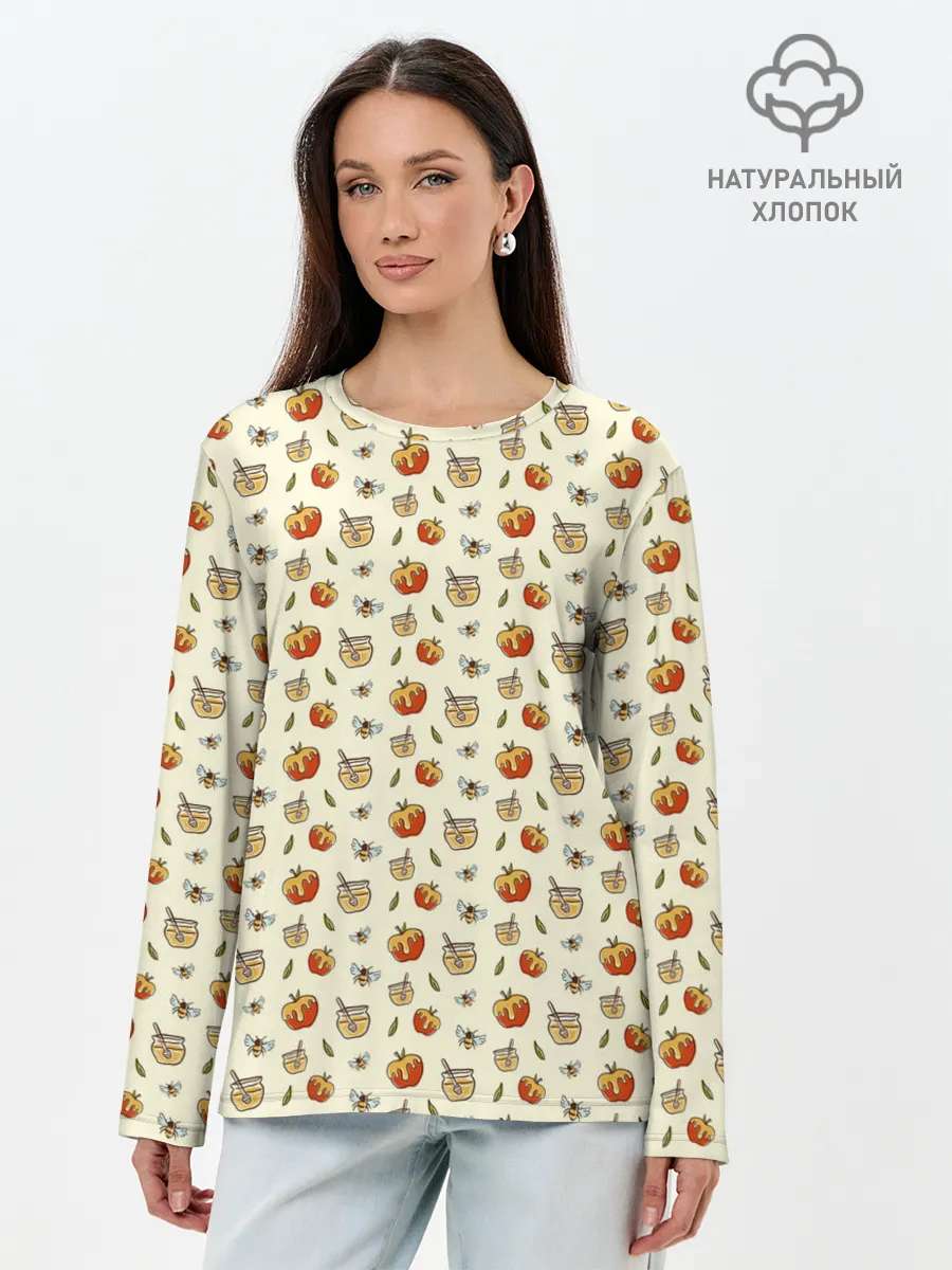 Лонгслив женский. Хлопок / Яблоки и мёд