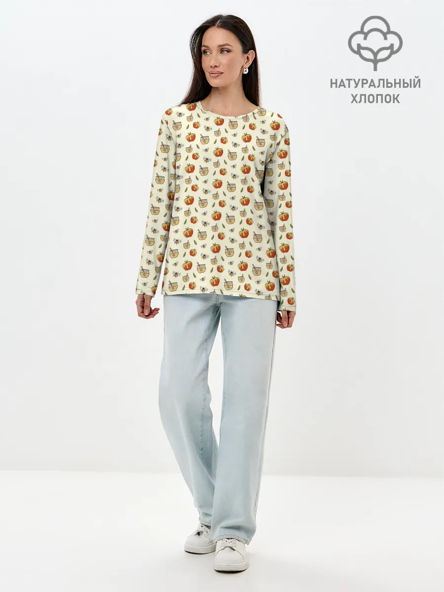 Лонгслив женский. Хлопок / Яблоки и мёд