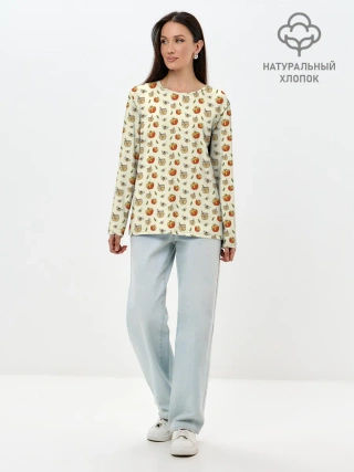 Лонгслив женский. Хлопок / Яблоки и мёд