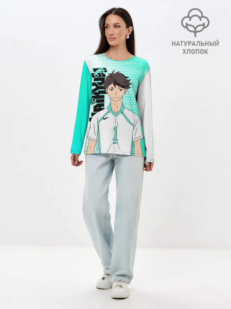 Лонгслив женский. Хлопок / Тоору Ойкава / Oikawa Toru