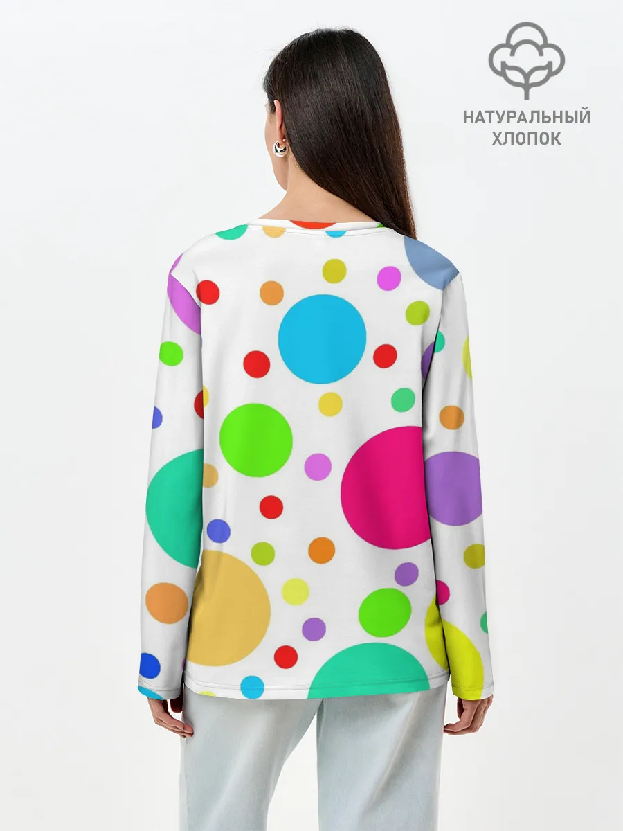 Лонгслив женский. Хлопок / Polka dot
