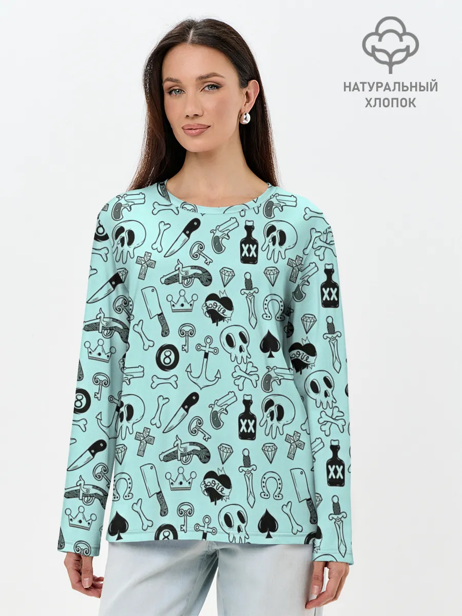 Лонгслив женский. Хлопок / SkullS