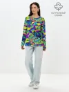 Лонгслив женский. Хлопок / Камуфляж в ярких тонах