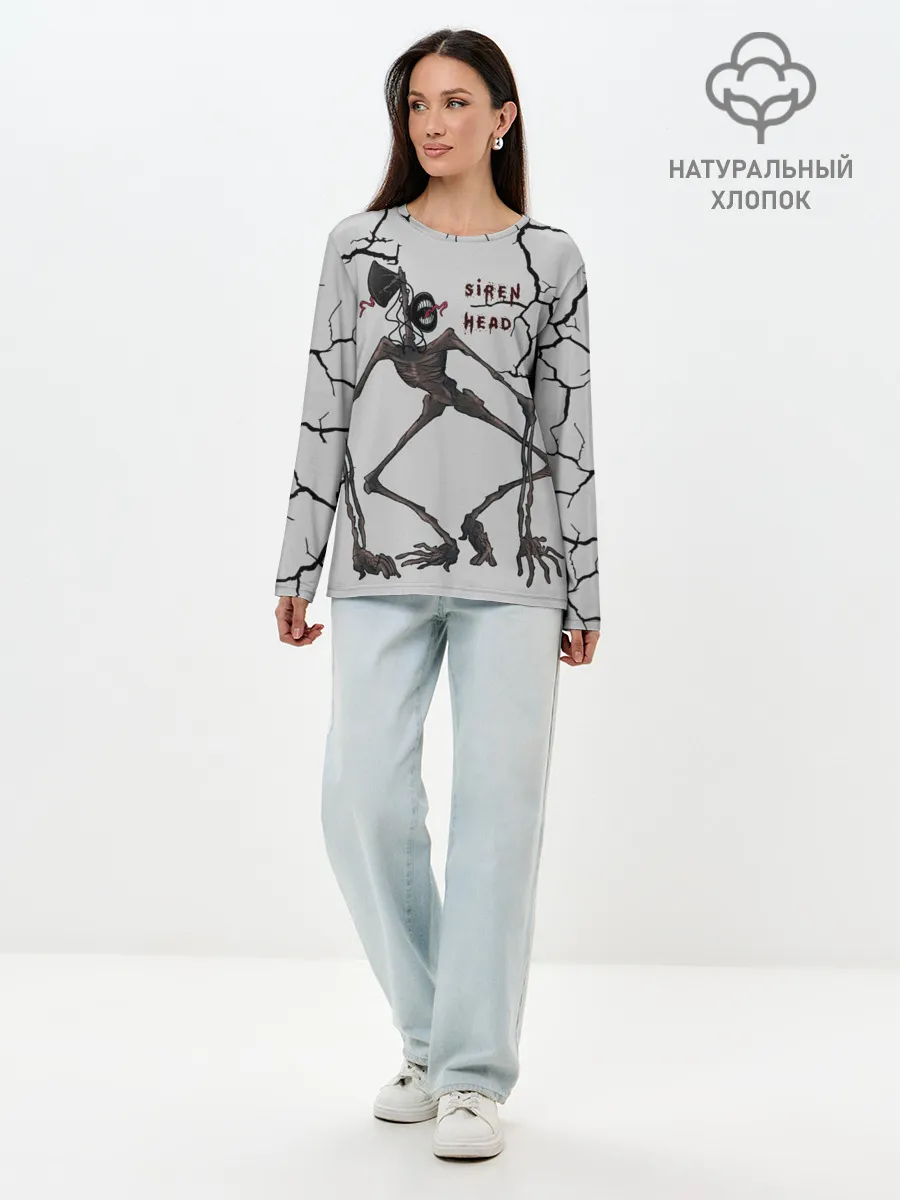 Лонгслив женский. Хлопок / Horror | Сиреноголовый