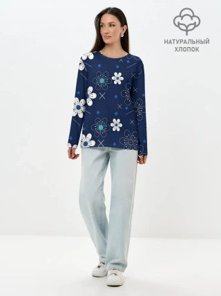 Лонгслив женский. Хлопок / Ночная поляна