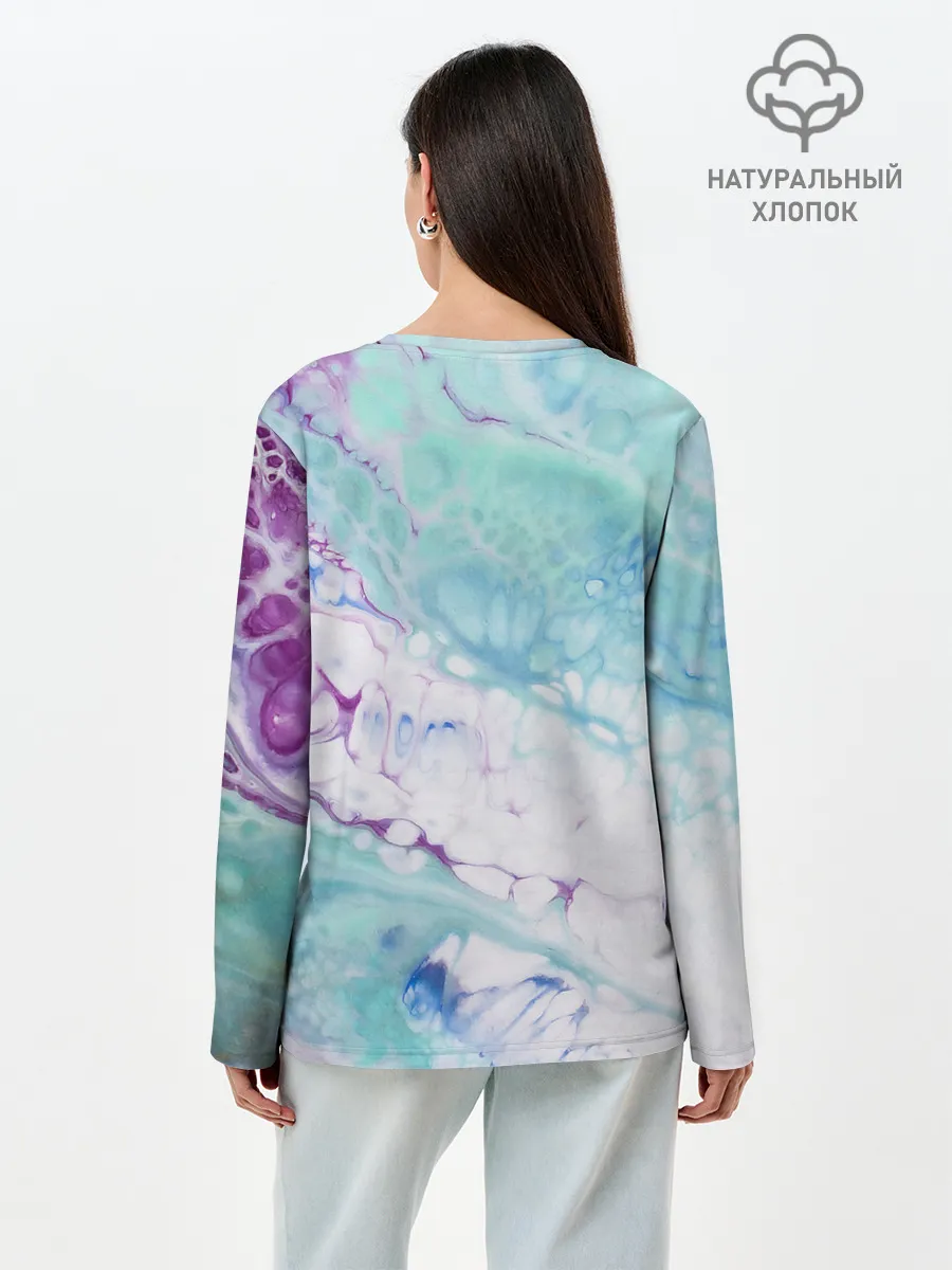 Лонгслив женский. Хлопок / Цветная морская пена