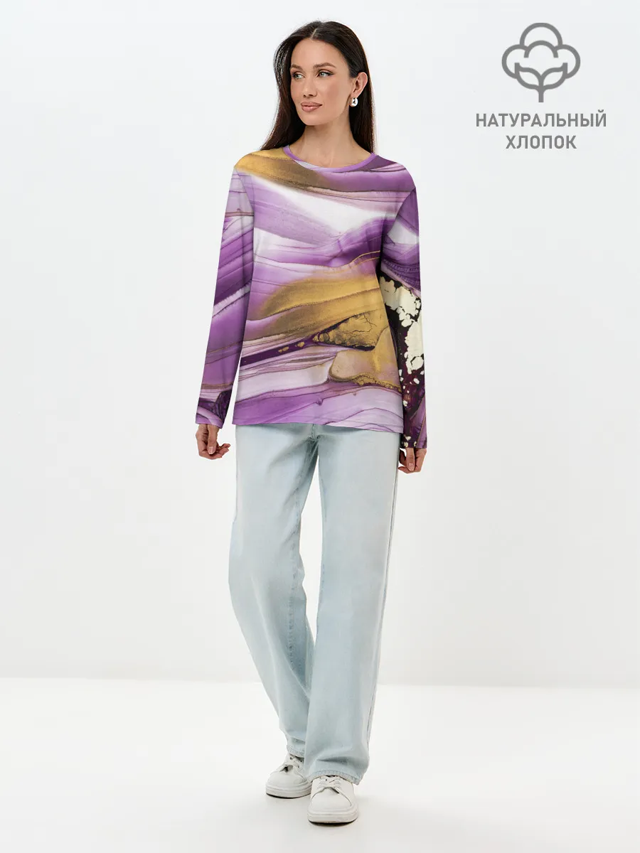 Лонгслив женский. Хлопок / Наслоение красок