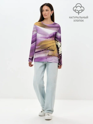 Лонгслив женский. Хлопок / Наслоение красок