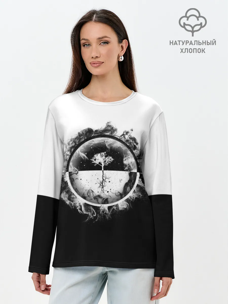 Лонгслив женский. Хлопок / Black and White