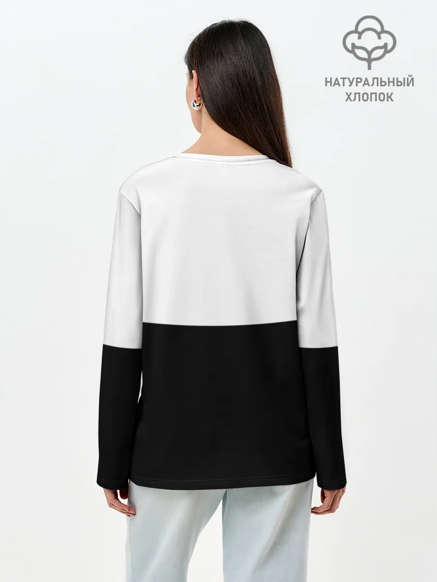 Лонгслив женский. Хлопок / Black and White