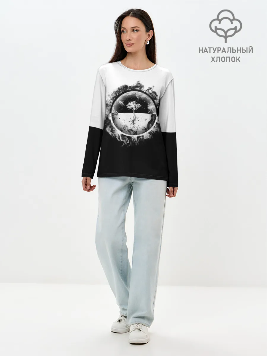 Лонгслив женский. Хлопок / Black and White
