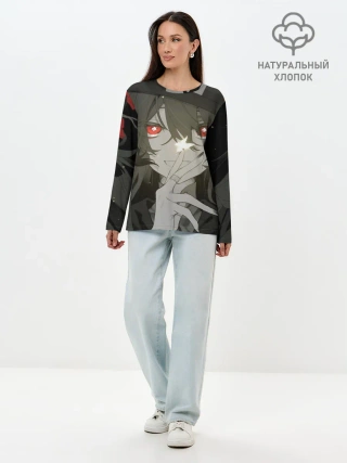 Лонгслив женский. Хлопок / Геншин импакт Ху тао