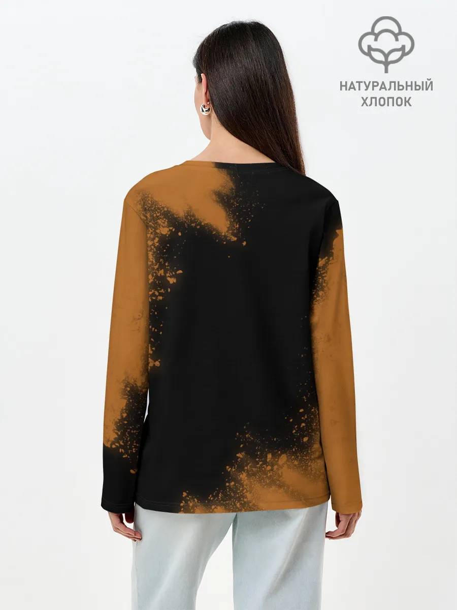 Лонгслив женский. Хлопок / Кошачья Йога - Взрыв