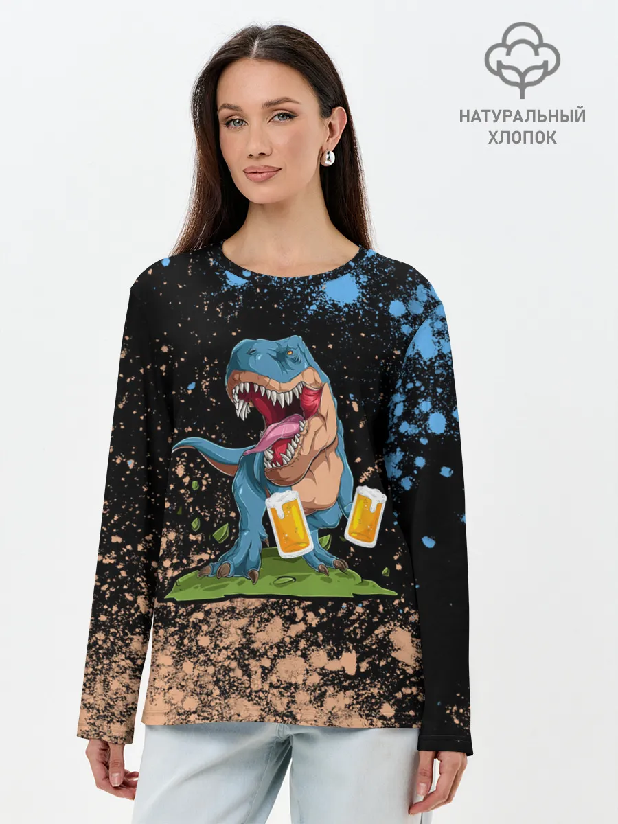 Лонгслив женский. Хлопок / Пивозавр - Краска