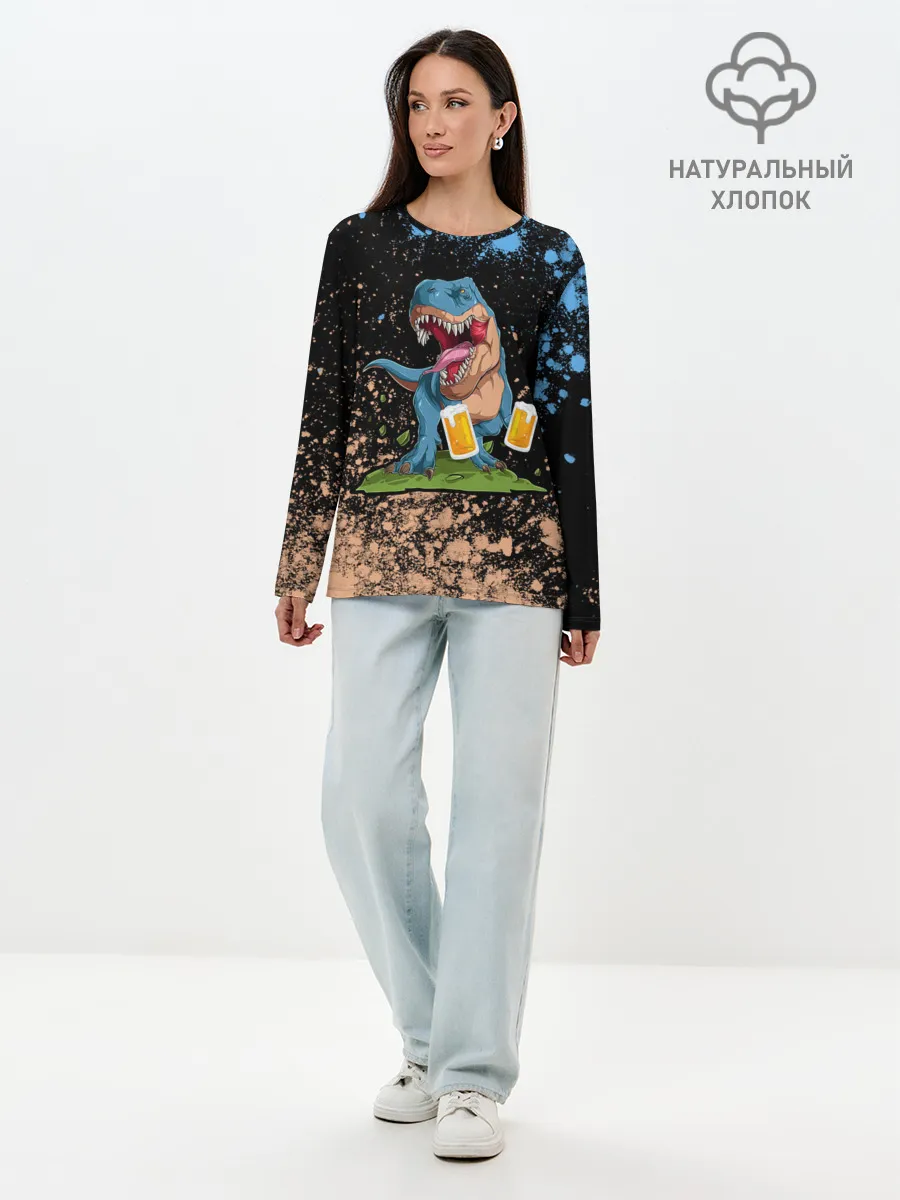 Лонгслив женский. Хлопок / Пивозавр - Краска