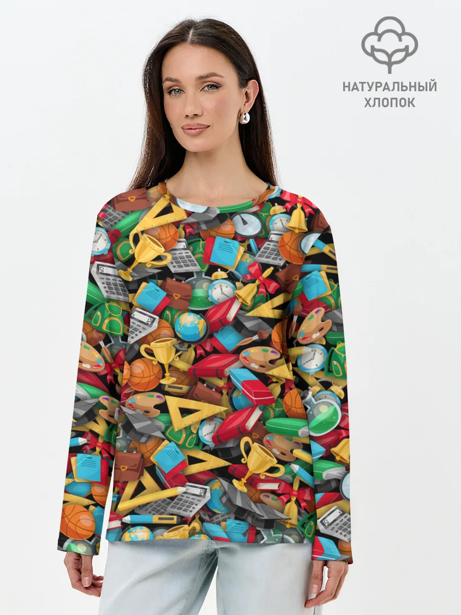 Лонгслив женский. Хлопок / Снова в школу