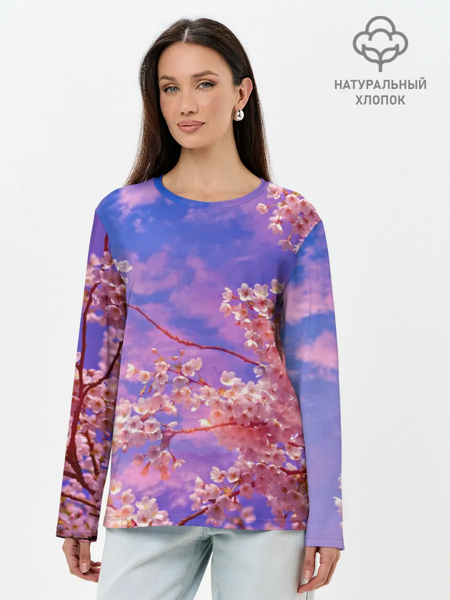Лонгслив женский. Хлопок / Сакура