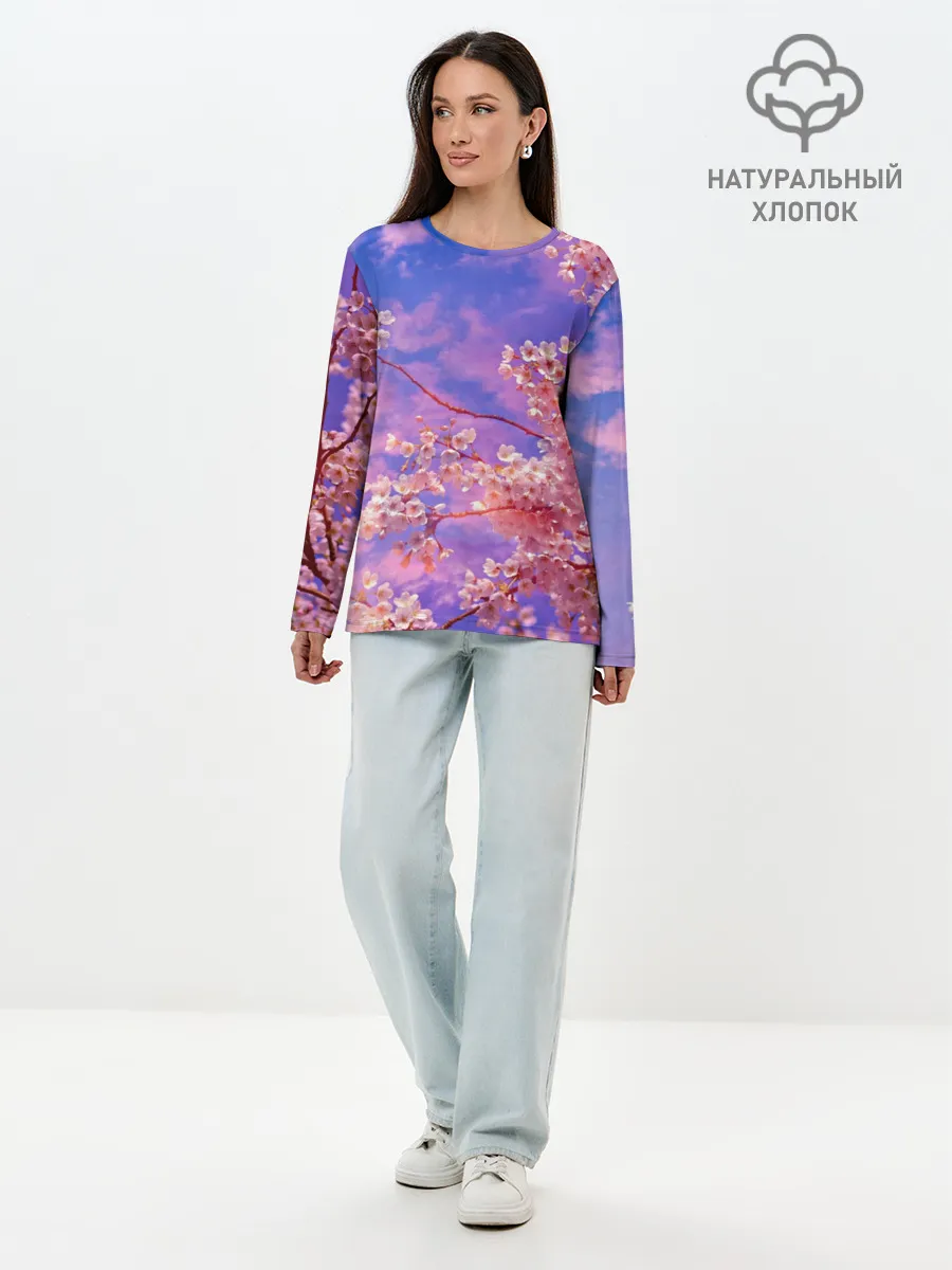 Лонгслив женский. Хлопок / Сакура