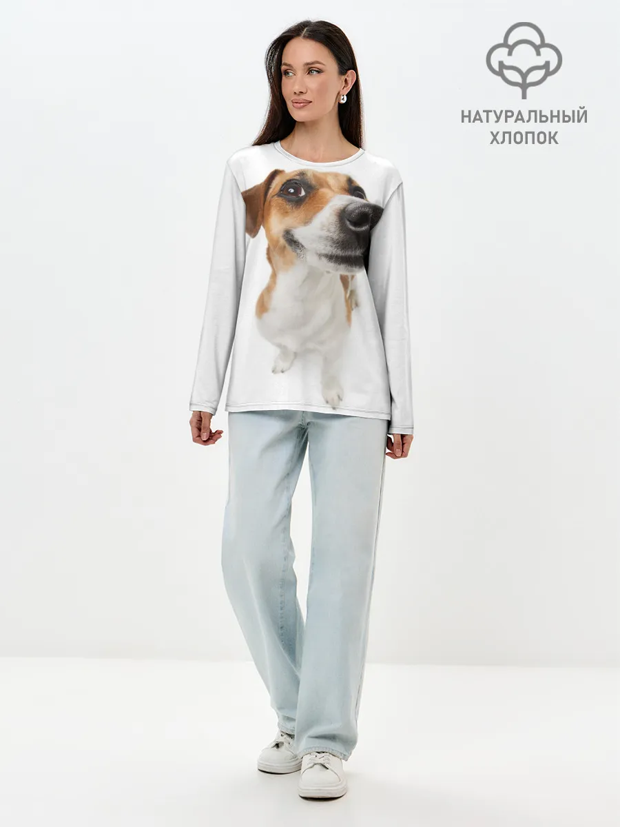 Лонгслив женский. Хлопок / Собака