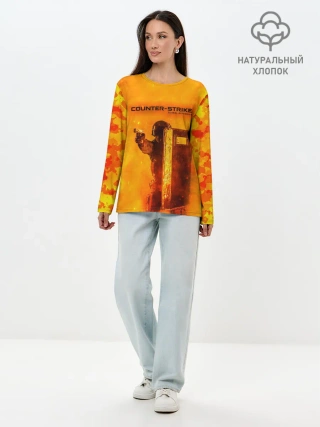 Лонгслив женский. Хлопок / CS GO FIRE | КС ГО