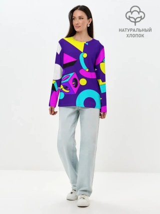 Лонгслив женский. Хлопок / Геометрические фигуры