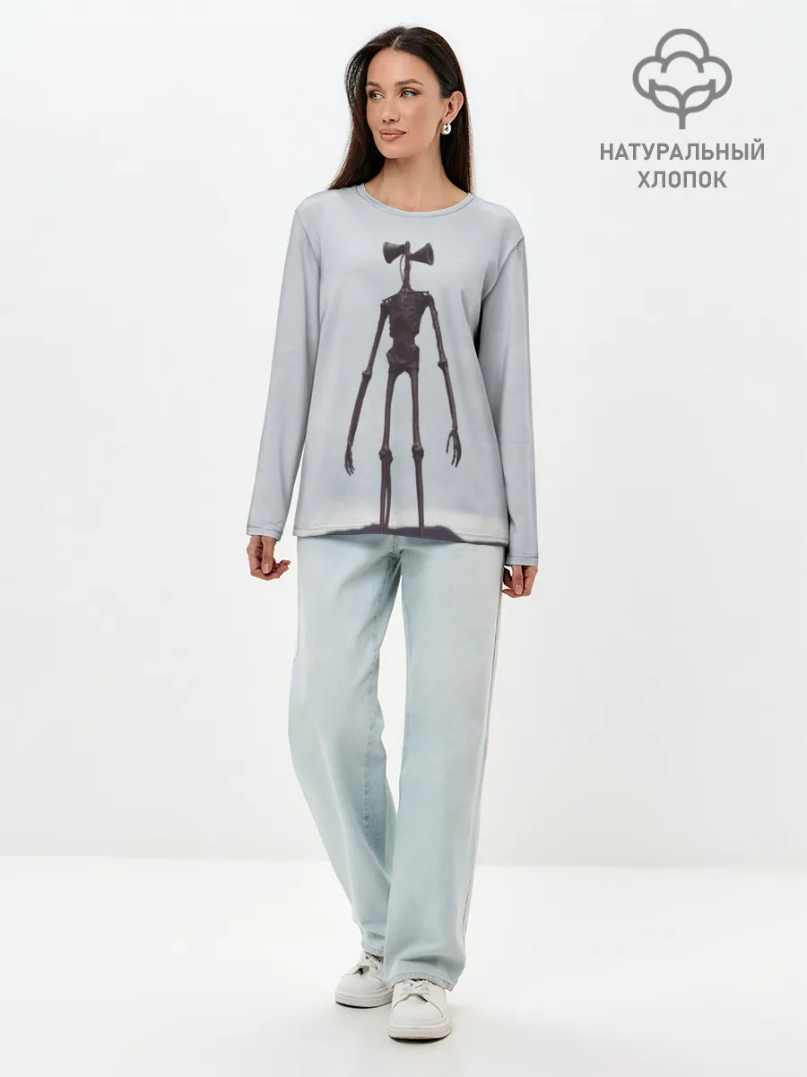 Лонгслив женский. Хлопок / Сиреноголовый Скелет