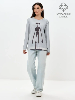Лонгслив женский. Хлопок / Сиреноголовый Скелет