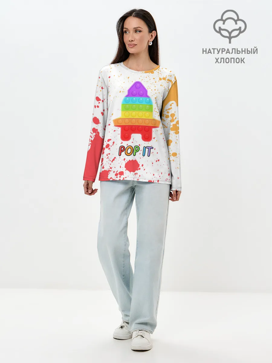 Лонгслив женский. Хлопок / Pop It - Rocket - Paint