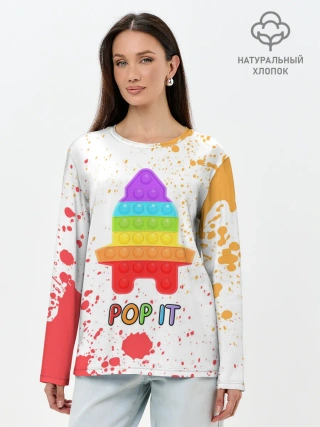 Лонгслив женский. Хлопок / Pop It - Rocket - Paint