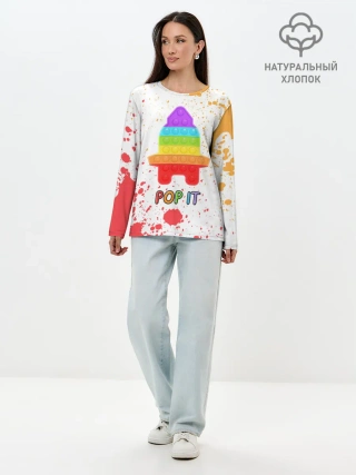 Лонгслив женский. Хлопок / Pop It - Rocket - Paint
