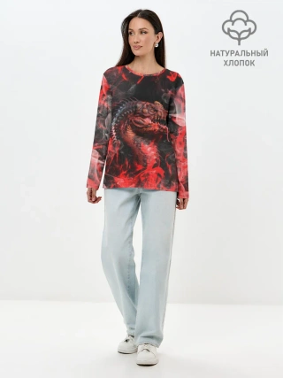 Лонгслив женский. Хлопок / Опасный Динозавр | Red Dino