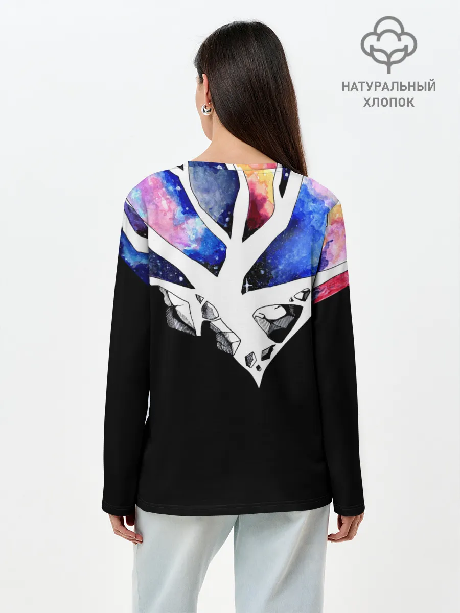 Лонгслив женский. Хлопок / Звёздные сердца