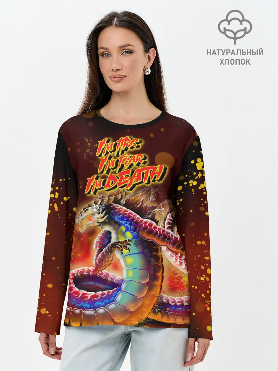 Лонгслив женский. Хлопок / Ярость Левиафана