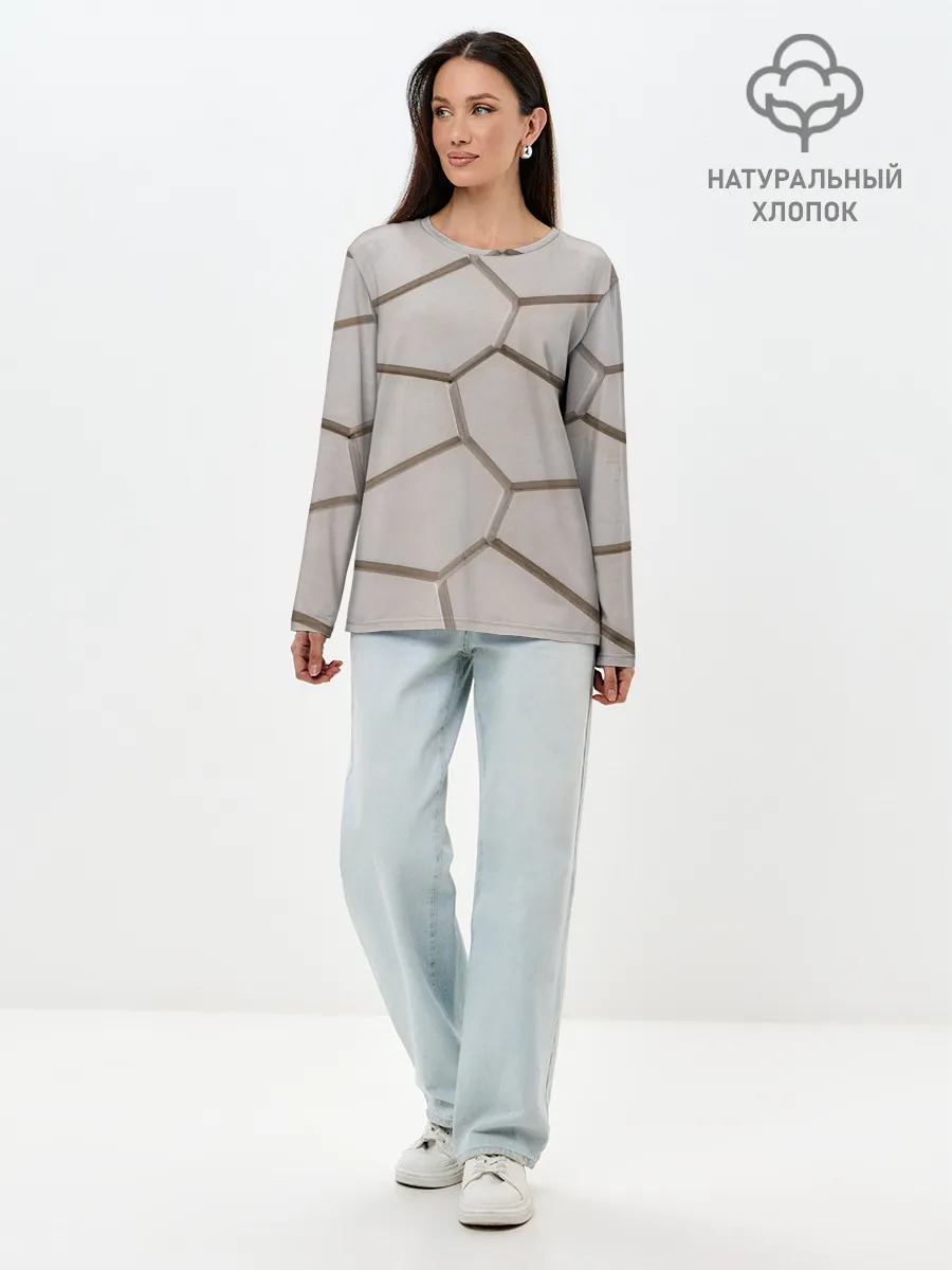 Лонгслив женский. Хлопок / Ячейки