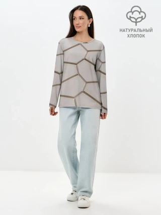 Лонгслив женский. Хлопок / Ячейки