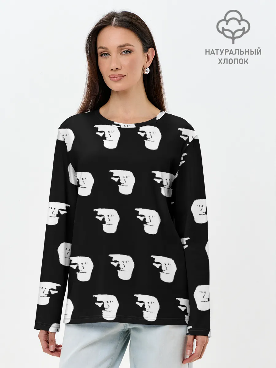 Лонгслив женский. Хлопок / Dark trollface