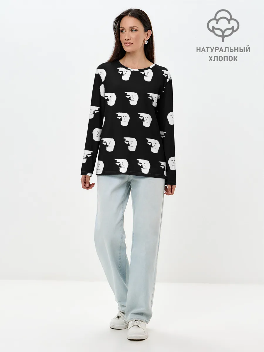 Лонгслив женский. Хлопок / Dark trollface