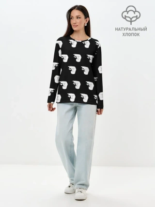 Лонгслив женский. Хлопок / Dark trollface