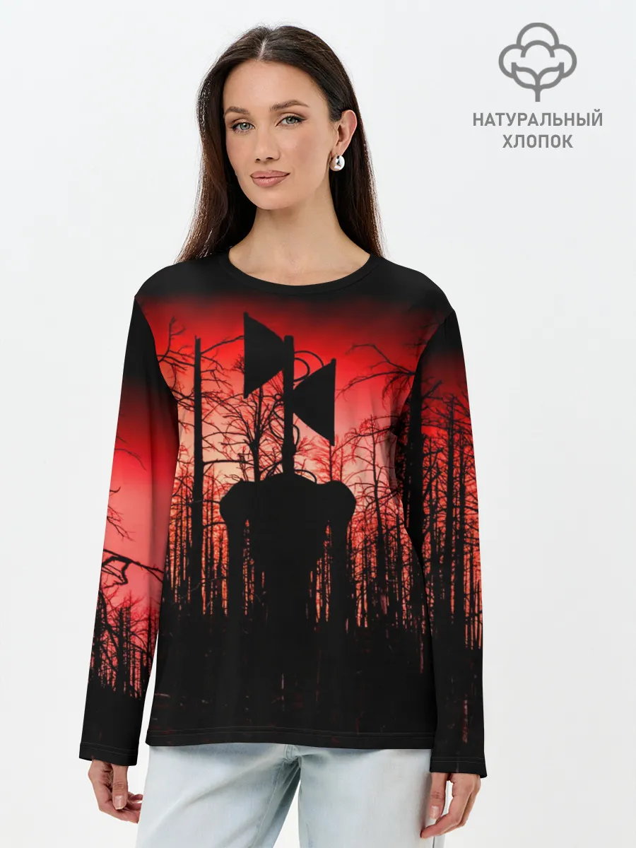 Лонгслив женский. Хлопок / Сиреноголовый Кровавый Лес