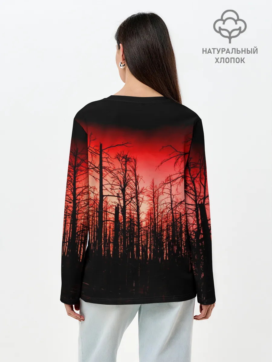 Лонгслив женский. Хлопок / Сиреноголовый Кровавый Лес