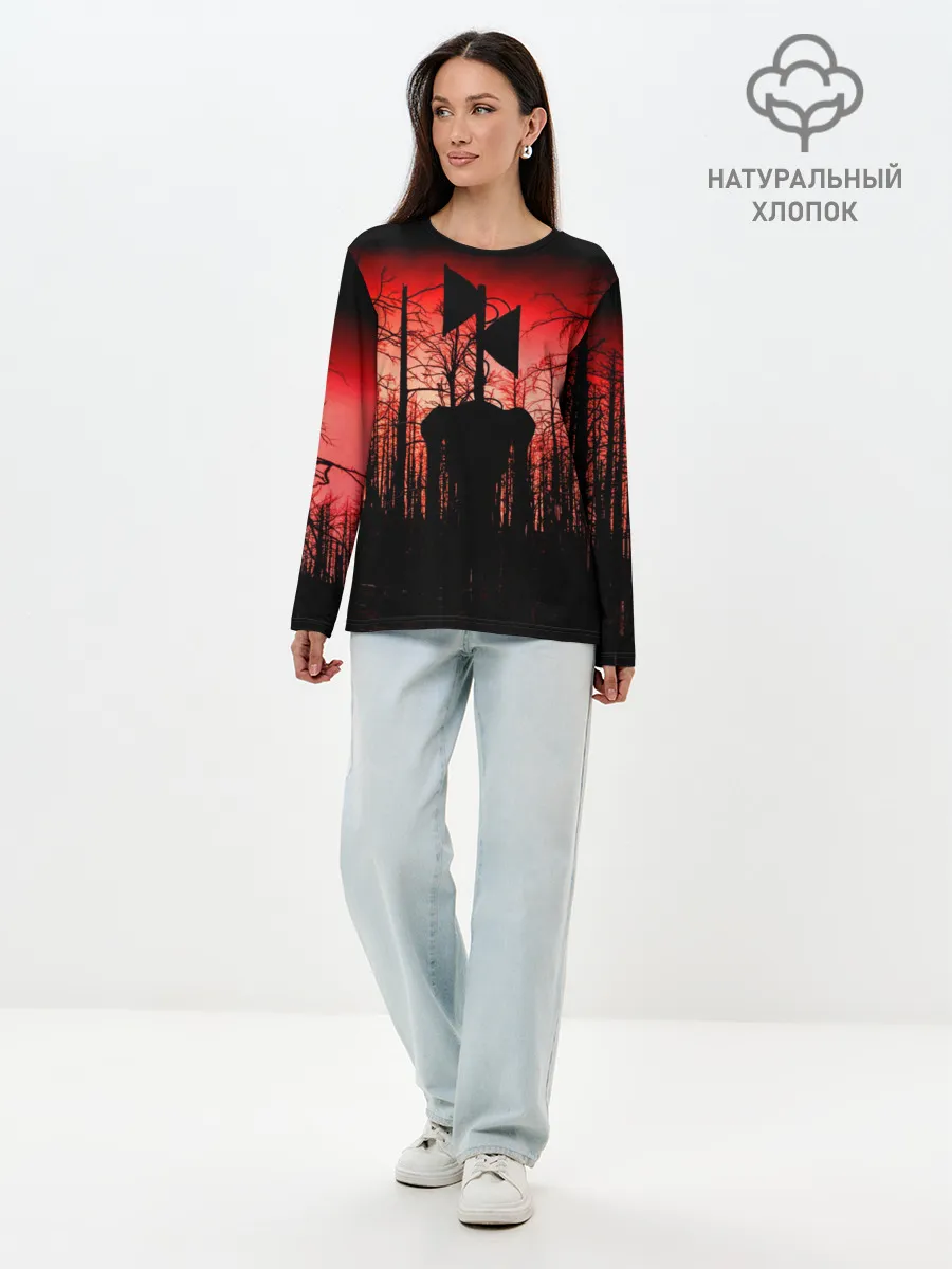 Лонгслив женский. Хлопок / Сиреноголовый Кровавый Лес