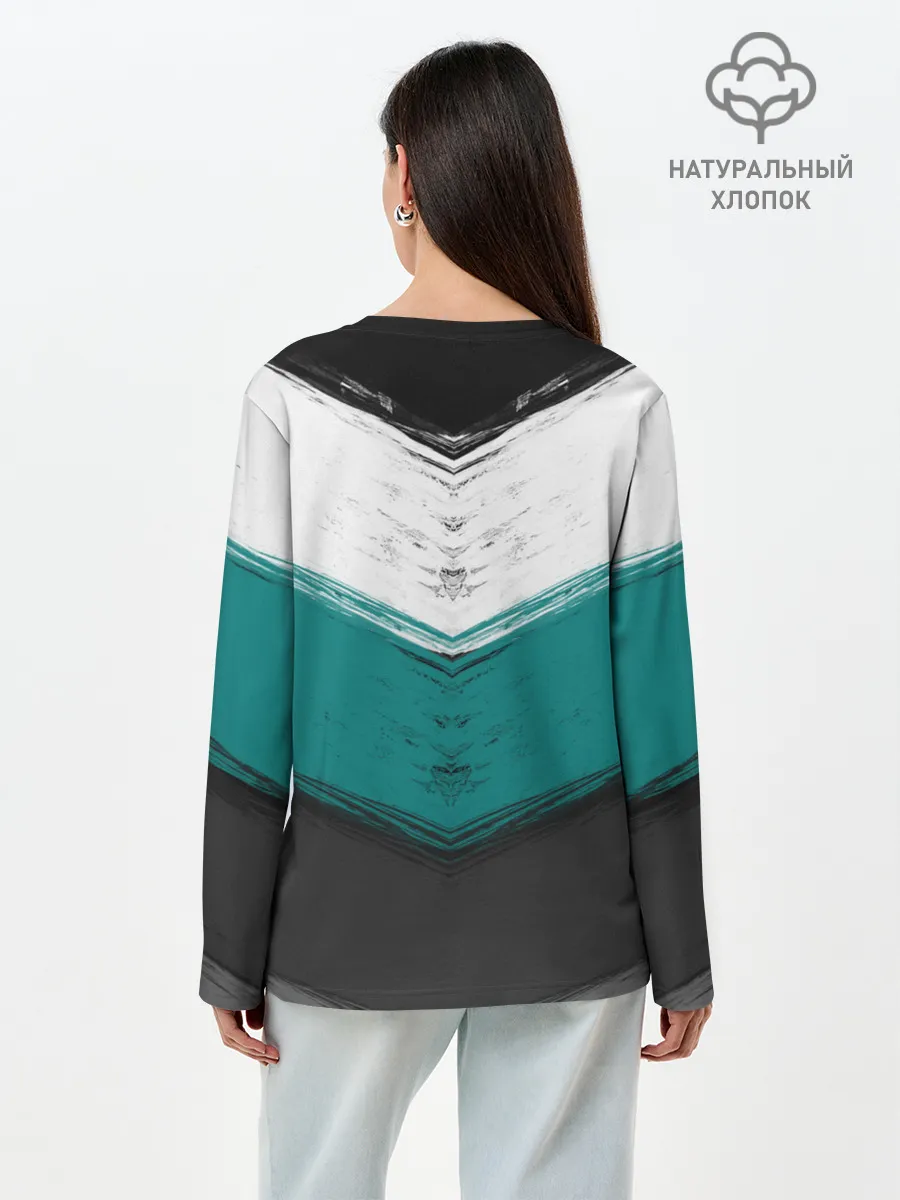 Лонгслив женский. Хлопок / Полосатый абстрактный принт