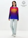 Лонгслив женский. Хлопок / Размытый оранжево-фиолетовый